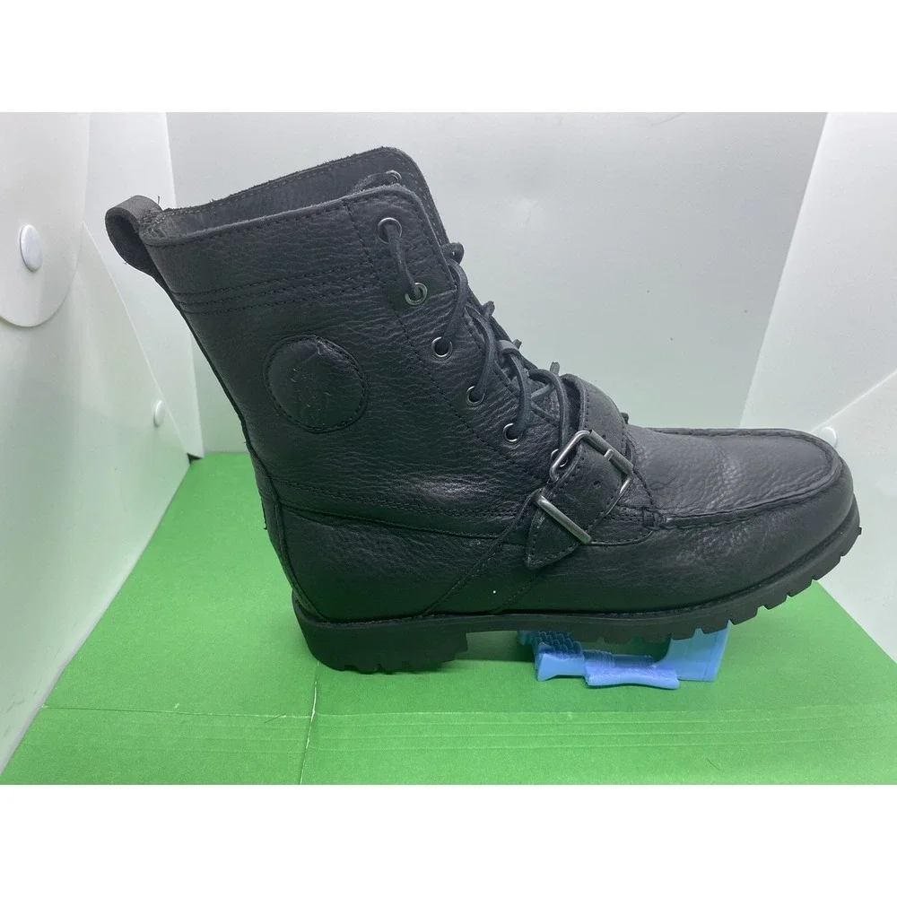 Ralph Lauren Polo Sport Mens Ranger Leather Buckle Boots Black 7.5D 14557 G19